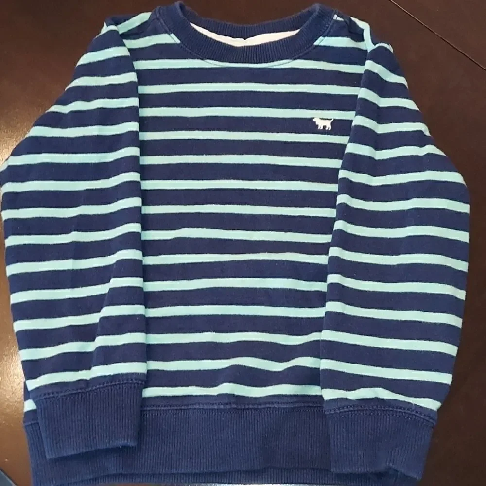 Carter's Blue & Mint Green Striped Sweatshirt 4T